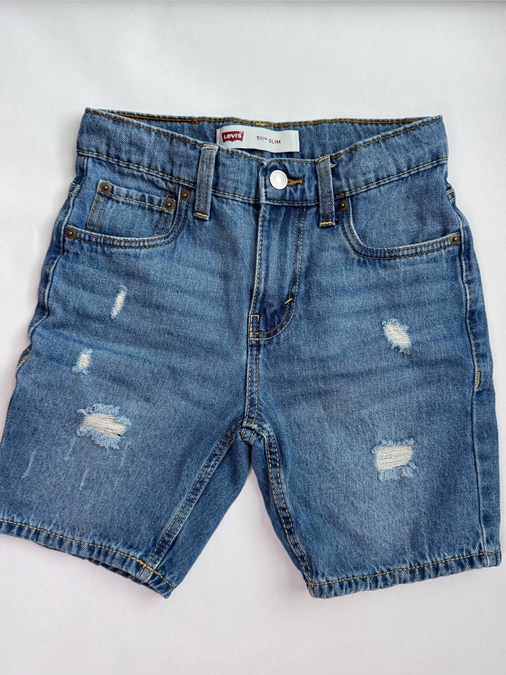 Levi's Medium Blue Distressed Denim Kids Shorts